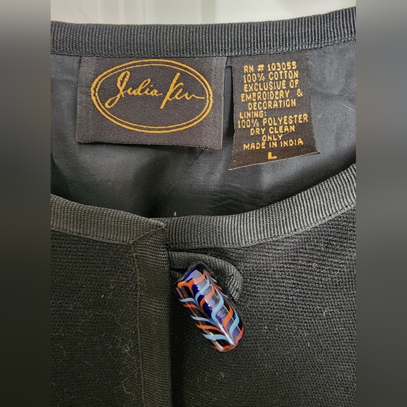 Vintage Julia Kim 90s Butterfly Applique Black Cotton Jacket Size Large - Picture 3 of 7